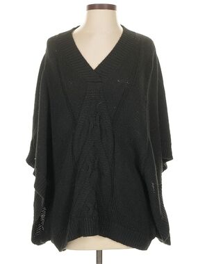 Kaufmanfranco Black V-Neck Cable Knit Women's Sweater